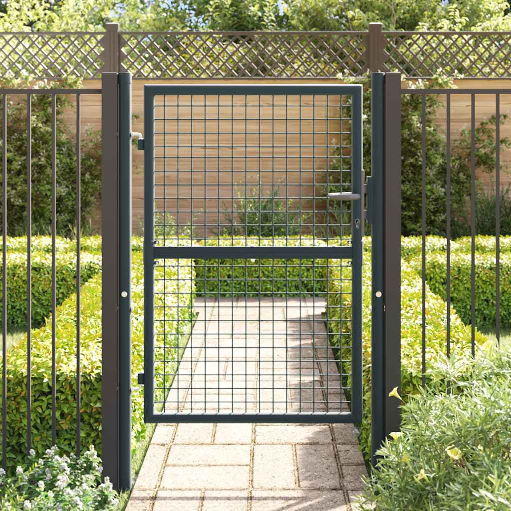 Cancello da giardino in rete di acciaio zincato 100x125 cm grigio 145772