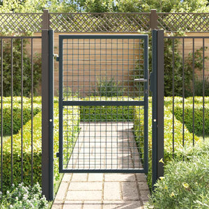 Cancello da giardino in rete di acciaio zincato 100x125 cm grigio 145772