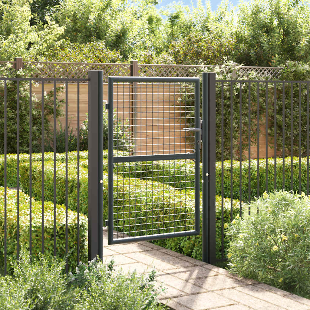 Cancello da giardino in rete di acciaio zincato 100x125 cm grigio 145772