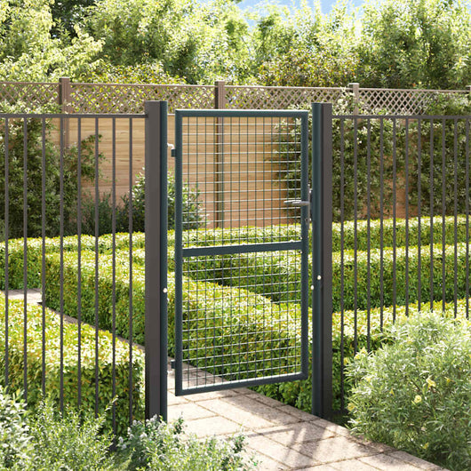 Cancello da giardino in rete di acciaio zincato 100x150 cm grigio 145773
