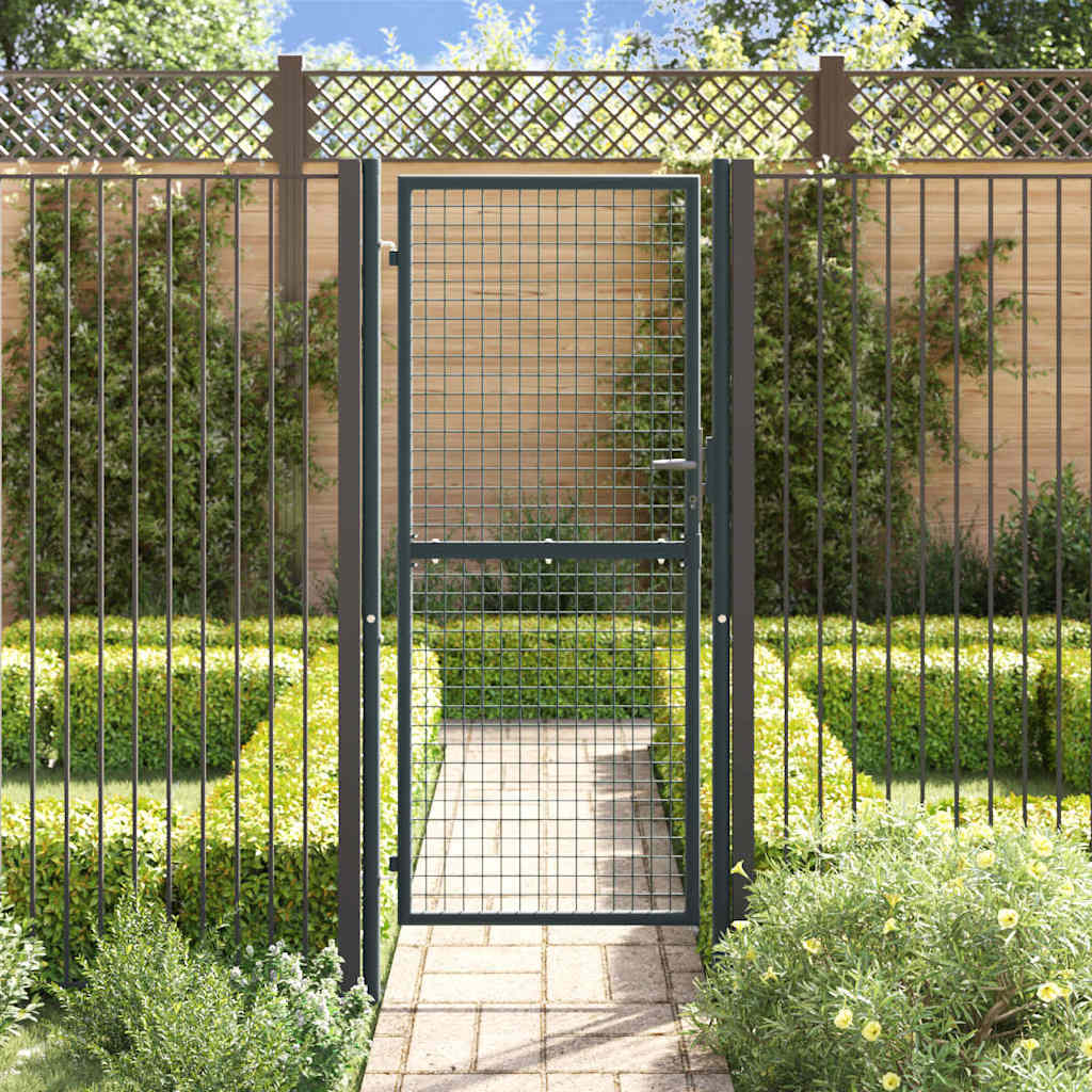 Cancello da giardino in rete di acciaio zincato 100x200 cm grigio 145775