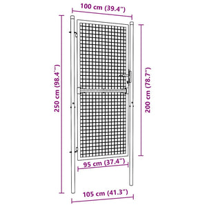 Cancello da Giardino-Porta da giardino in Rete di Acciaio Zincato 100x200 cm Grigio