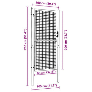 Cancello da giardino in rete di acciaio zincato 100x200 cm grigio 145775