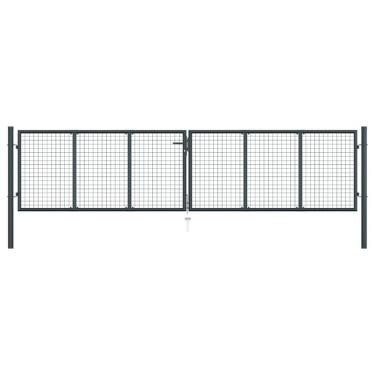 Cancello per Giardino in Acciaio Zincato 400x125cm Grigio  cod mxl 54054