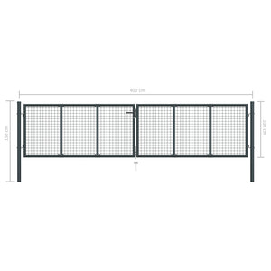 Cancello da giardino in rete di acciaio zincato 400x100 cm grigio 145777