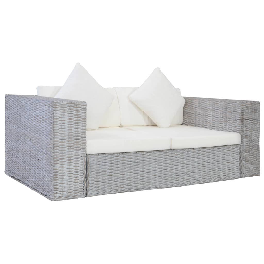 Set divano 2 pezzi con cuscini in rattan naturale grigio 02_0019687
