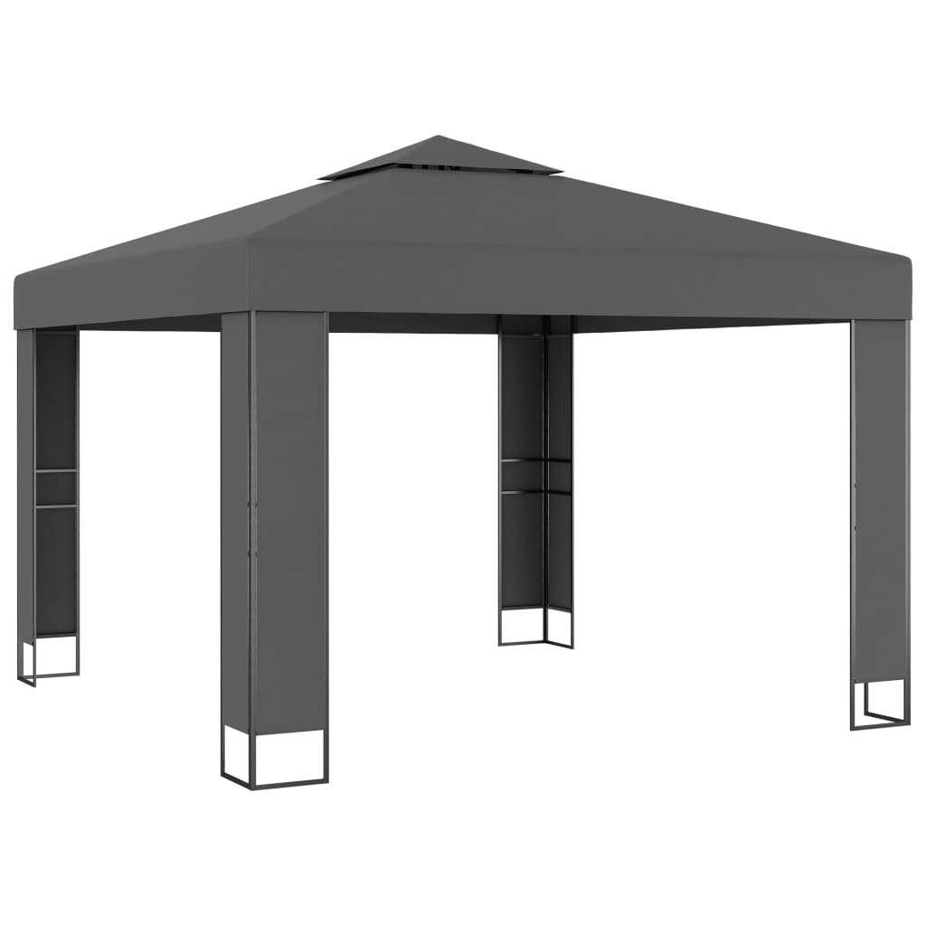 Gazebo con Tetto Doppio 3x3 m Antracite 47952
