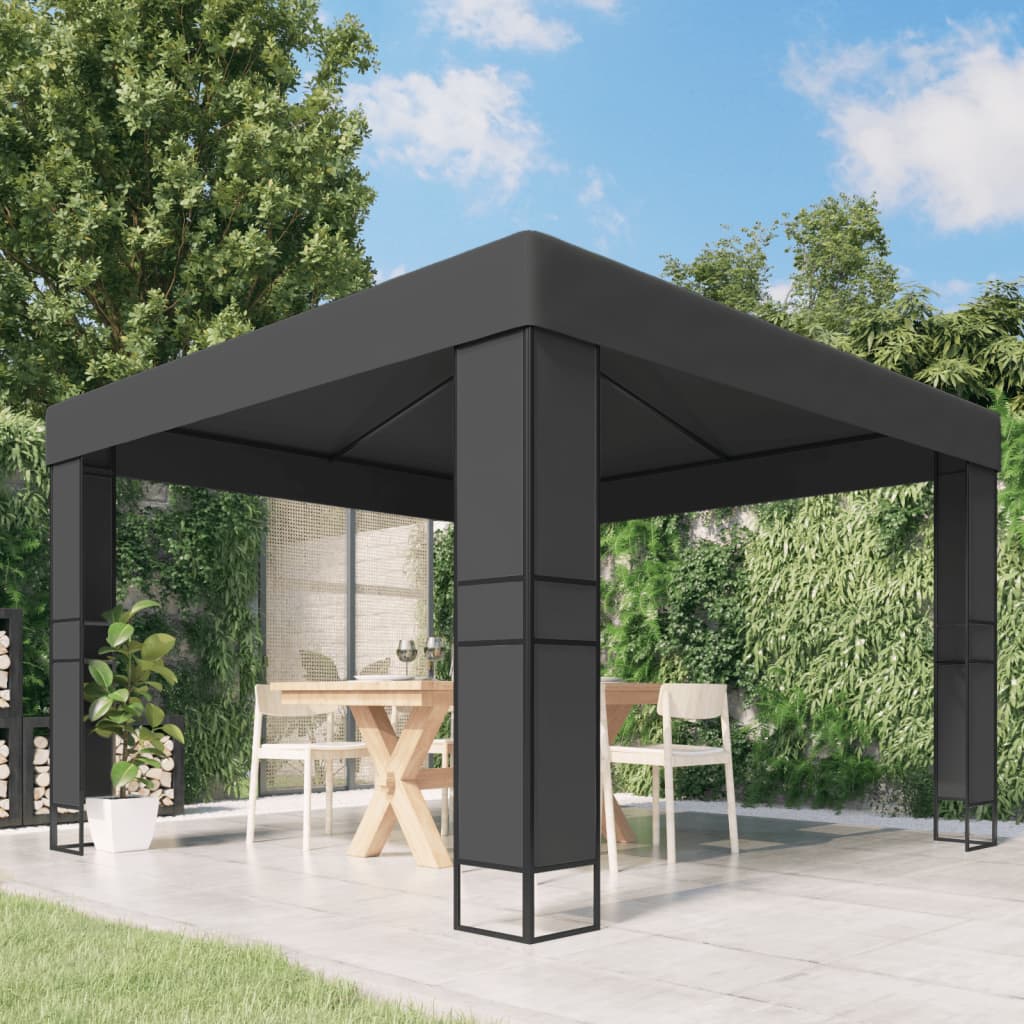 Gazebo con Tetto Doppio 3x3 m Antracite 47952