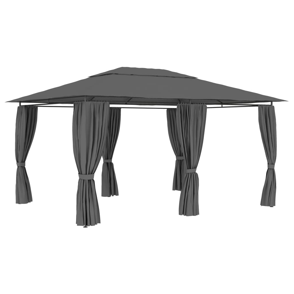 Gazebo da Giardino con Tende 4x3 m Antracite 47960