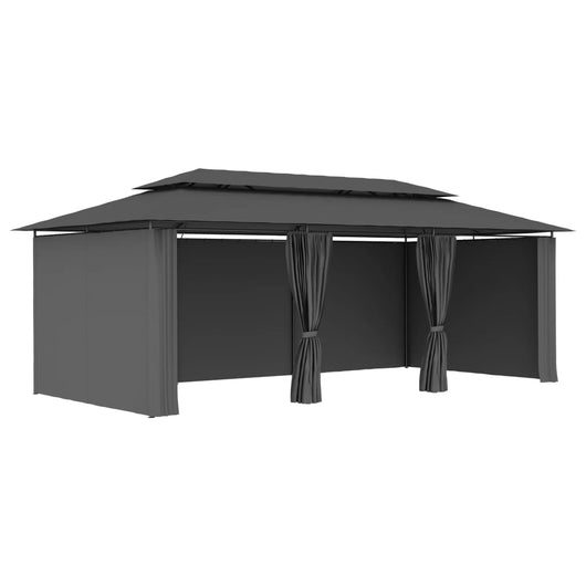 Gazebo con Tende 600x298x270 cm Antracite 47966