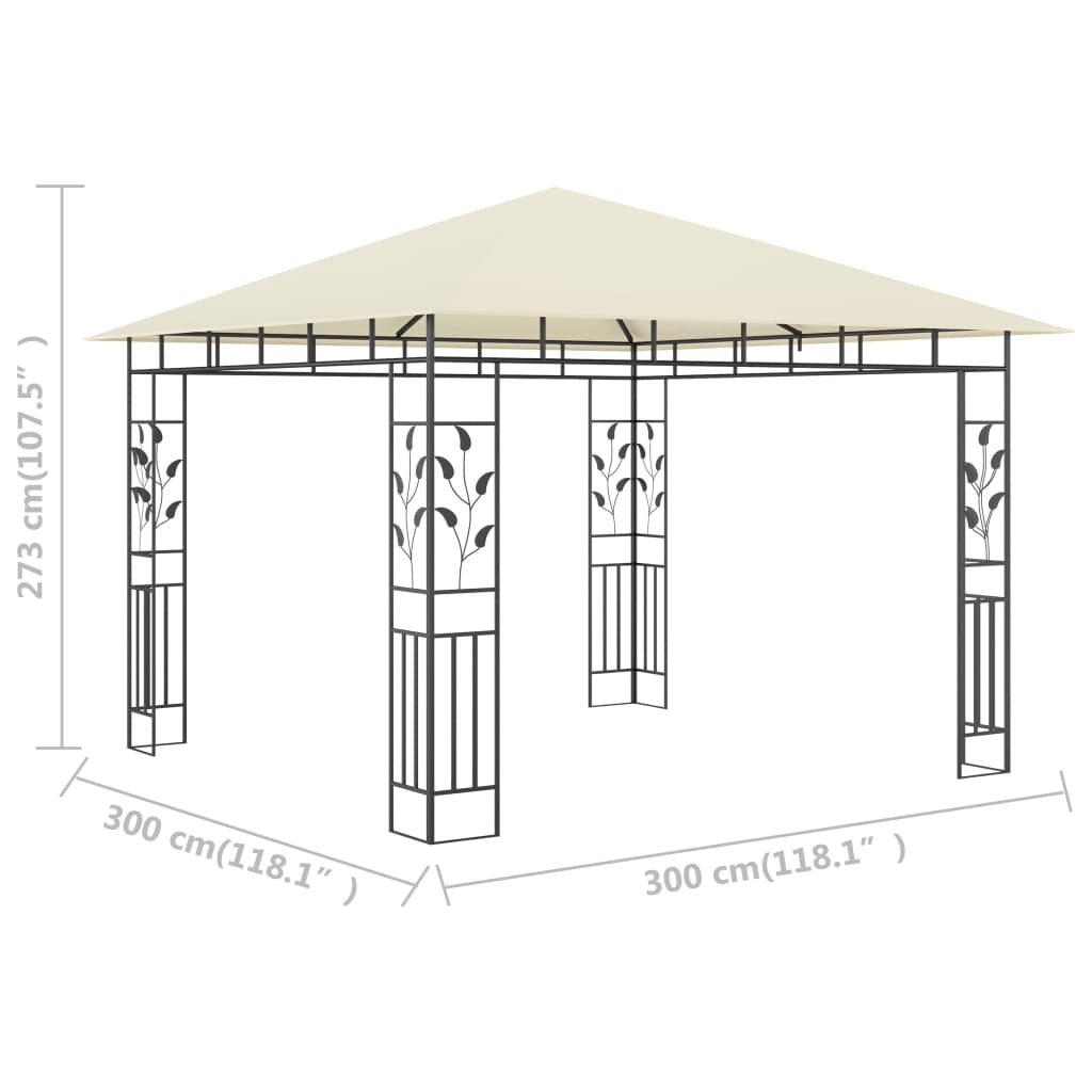Gazebo con Zanzariera 3x3x2,73 m Crema 180 g/mÂ²