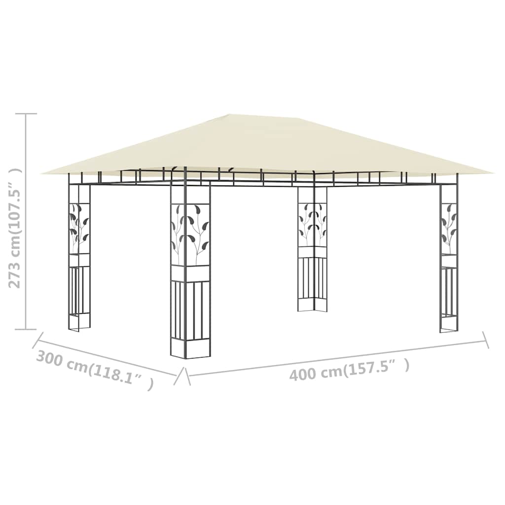 Gazebo con Zanzariera 4x3x2,73 m Crema 180 g/mÂ² cod mxl 58826