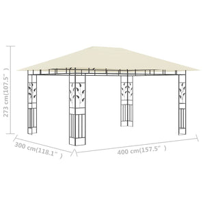 Gazebo con Zanzariera 4x3x2,73 m Crema 180 g/mÂ² cod mxl 58826