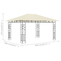 Gazebo con Zanzariera 4x3x2,73 m Crema 180 g/m² 47970