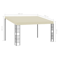 Gazebo a Parete 3x4 m Crema in Tessuto 47988