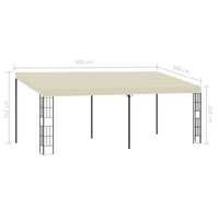 Gazebo a Parete 3x6 m Crema in Tessuto