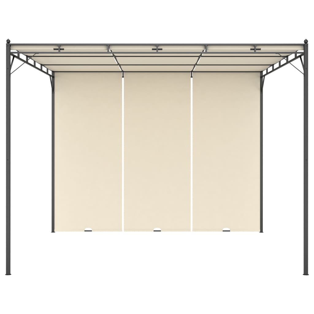 Gazebo da Giardino con Tenda Laterale 3x3x2,25m Crema cod mxl 66200