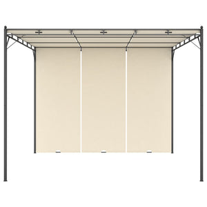 Gazebo da Giardino con Tenda Laterale 3x3x2,25m Crema 47993