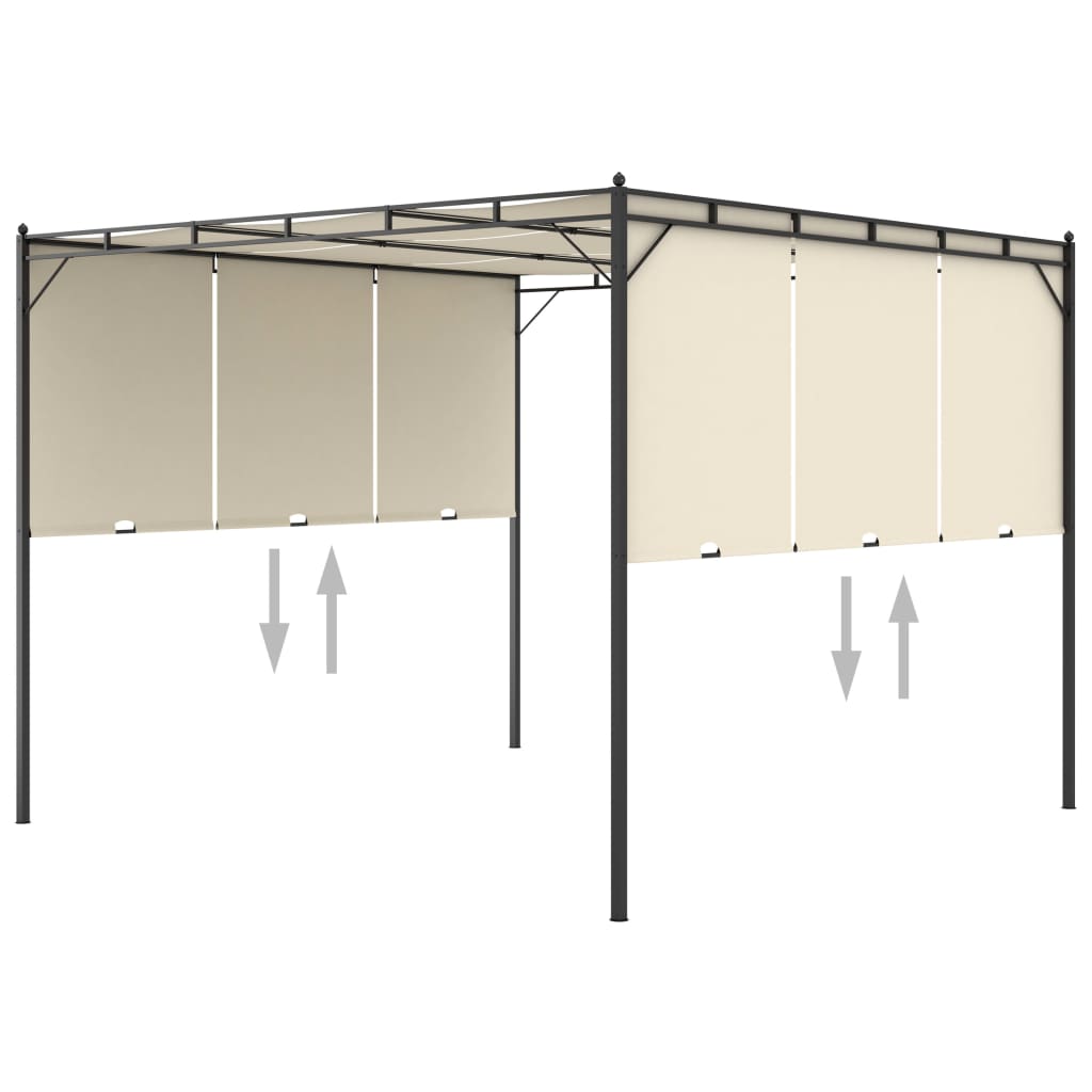 Gazebo da Giardino con Tenda Laterale 3x3x2,25m Crema cod mxl 66200