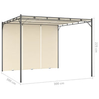 Gazebo da Giardino con Tenda Laterale 3x3x2,25m Crema cod mxl 66200