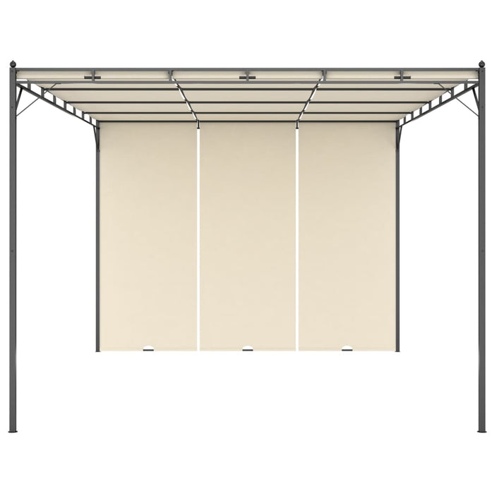 Gazebo da Giardino con Tenda Laterale 4x3x2,25 m Crema 47994