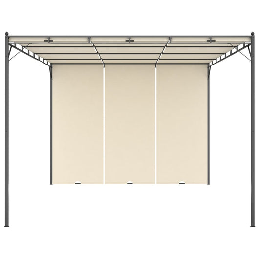 Gazebo da Giardino con Tenda Laterale-Baldacchini e gazebo 4x3x2,25 m Crema