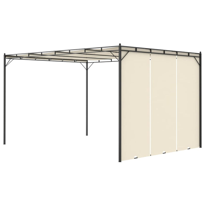 Gazebo da Giardino con Tenda Laterale 4x3x2,25 m Crema 47994