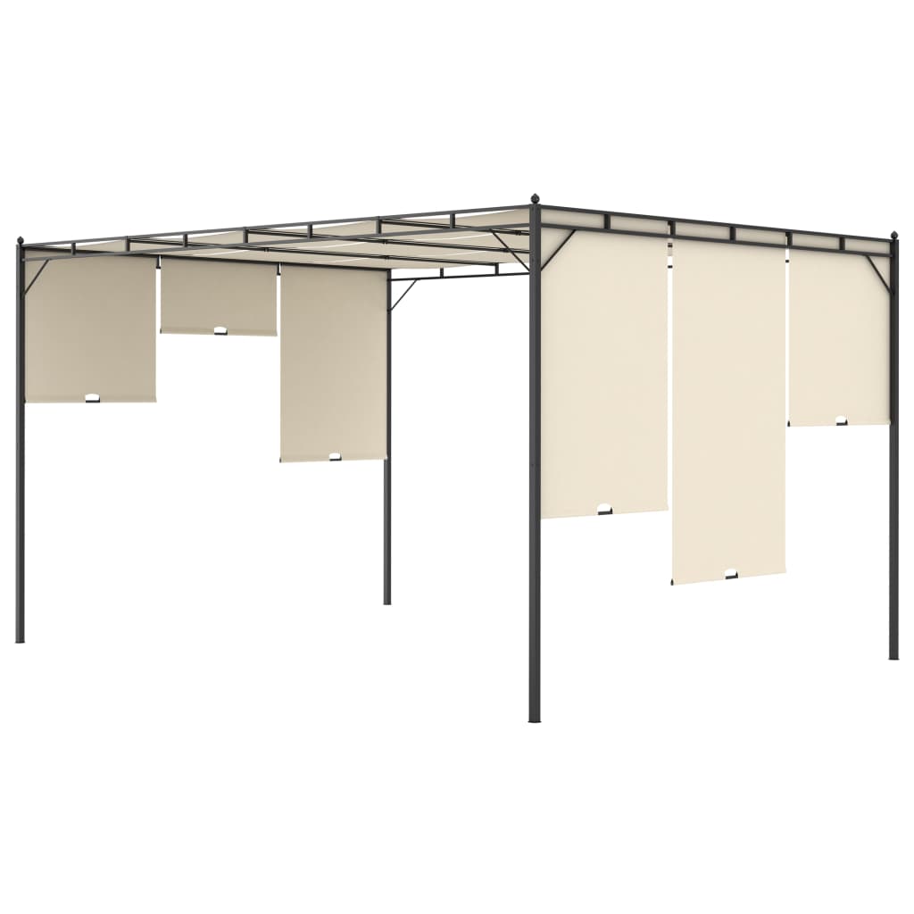 Gazebo da Giardino con Tenda Laterale-Baldacchini e gazebo 4x3x2,25 m Crema