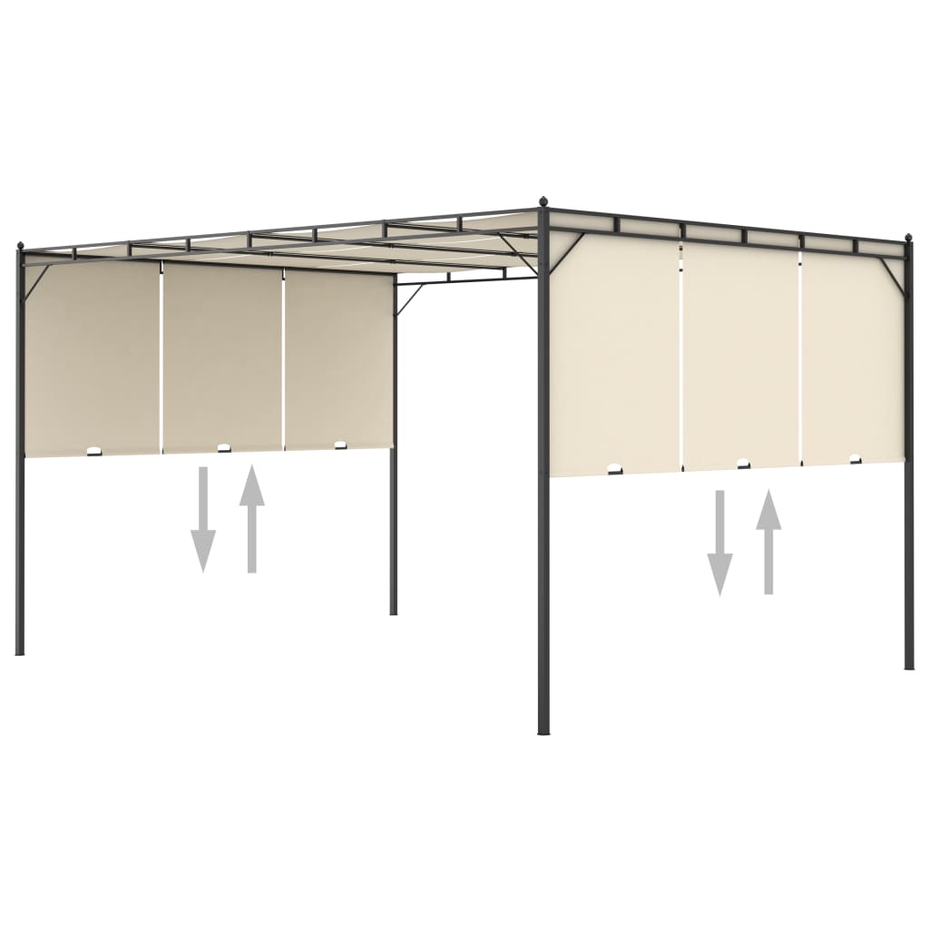 Gazebo da Giardino con Tenda Laterale 4x3x2,25 m Crema 47994