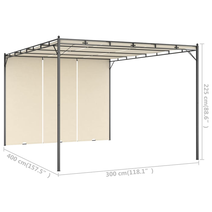 Gazebo da Giardino con Tenda Laterale 4x3x2,25 m Crema 47994