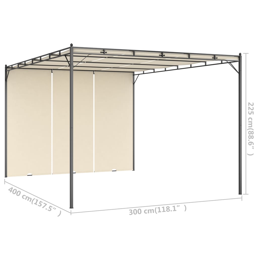 Gazebo da Giardino con Tenda Laterale-Baldacchini e gazebo 4x3x2,25 m Crema