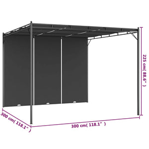 Gazebo da Giardino con Tenda Laterale 3x3x2,25 m Antracite 47995