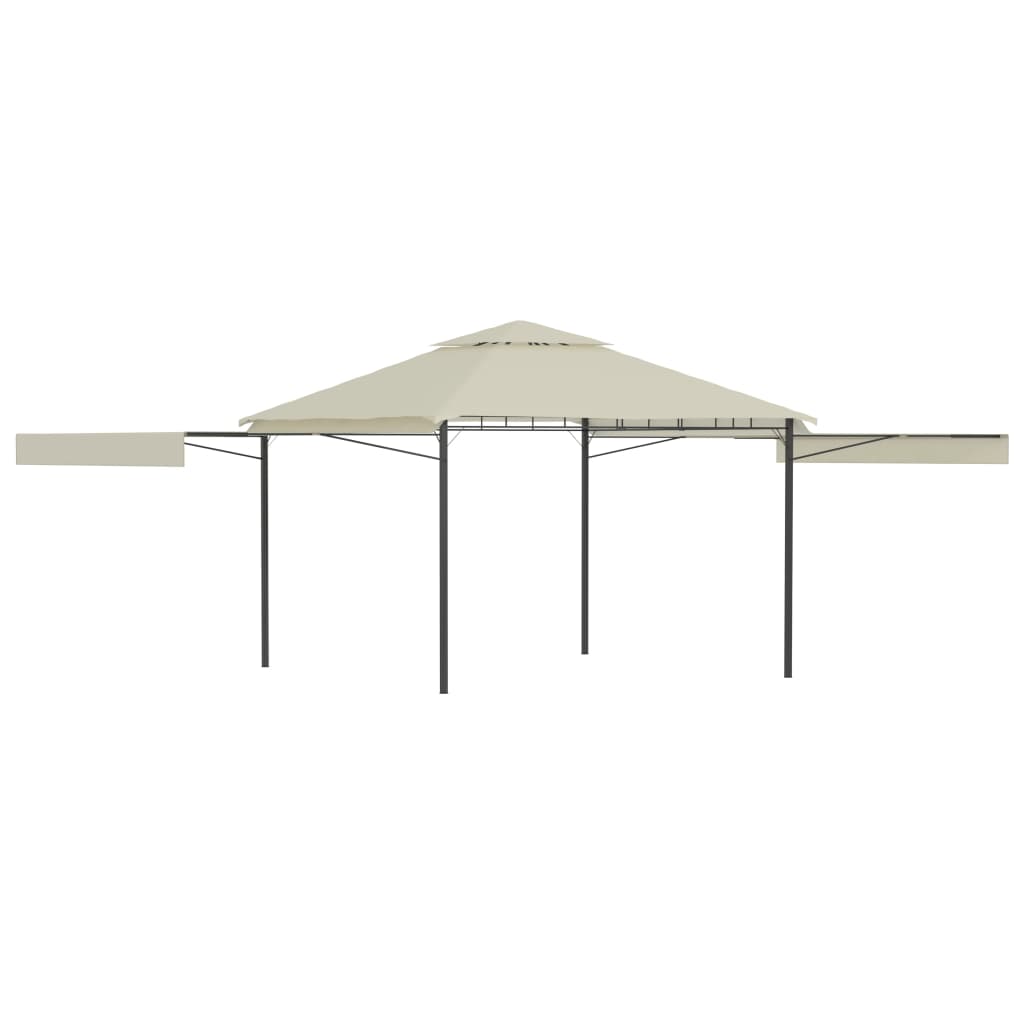 Gazebo con Tetto Doppio Estendibile 3x3x2,75 m Crema 180 g/mÂ²