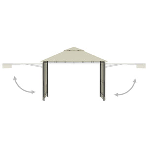Gazebo con Tetto Doppio Estendibile 3x3x2,75 m Crema 180 g/mÂ²