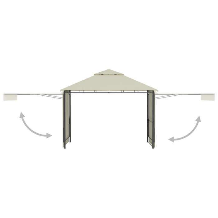Gazebo con Tetto Doppio Estendibile 3x3x2,75 m Crema 180 g/mÂ²