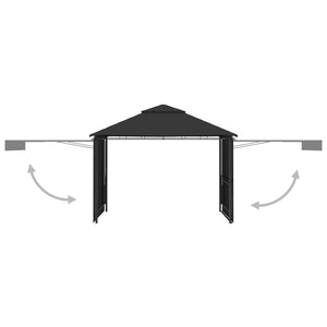 Gazebo Tetto Doppio Estendibile 3x3x2,75 m Antracite 180 g/mÂ²