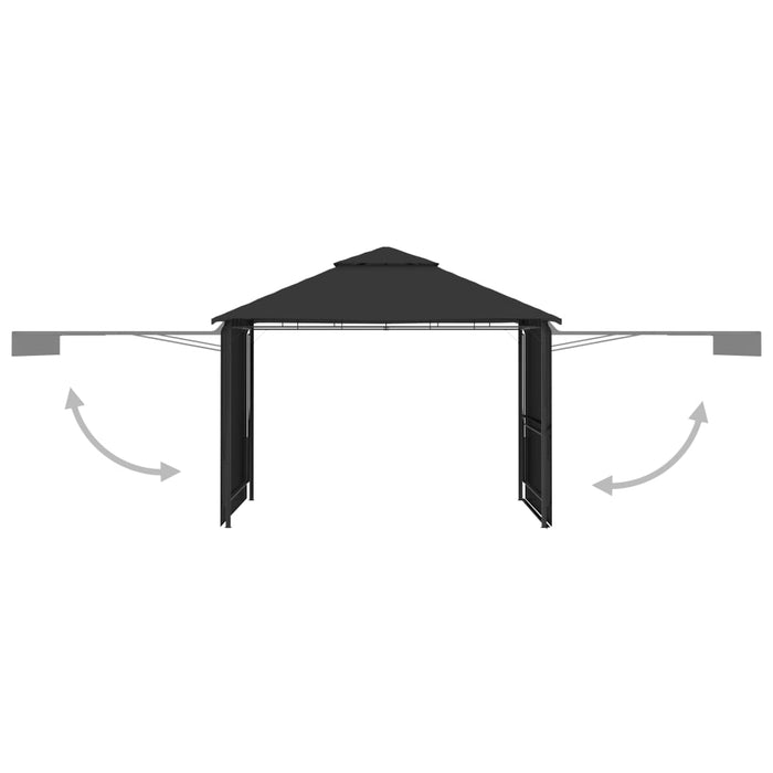 Gazebo Tetto Doppio Estendibile 3x3x2,75 m Antracite 180 g/mÂ²