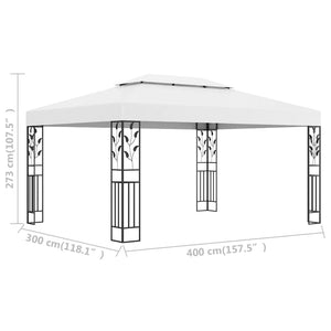 Gazebo con Tetto Doppio 3x4 m Bianco 48030