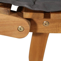 Lettino Prendisole con Cuscino Massello di Acacia Grigio Scuro 46651