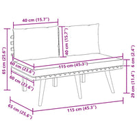 Panca da Giardino con Cuscini 115 cm in Legno Massello Acacia 46672