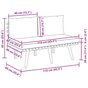 Panca da Giardino con Cuscini 115 cm in Legno Massello Acacia 46672