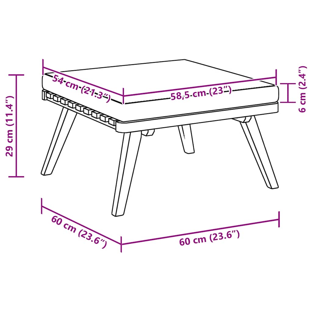 Sgabello da Giardino con Cuscino 60x60x29 cm in Massello Acacia 46674