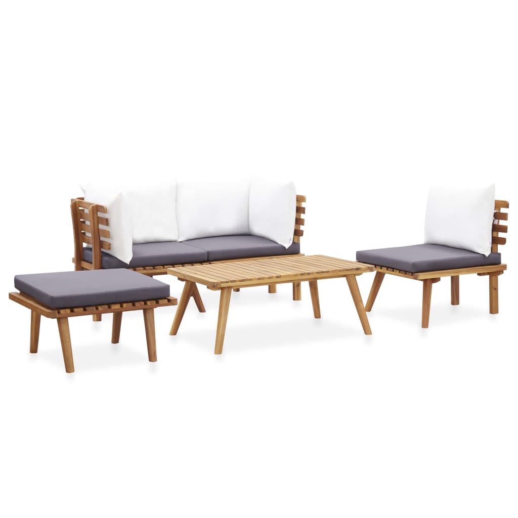 Set Divani da Giardino 5 pz in Legno Massello di Acacia 46678