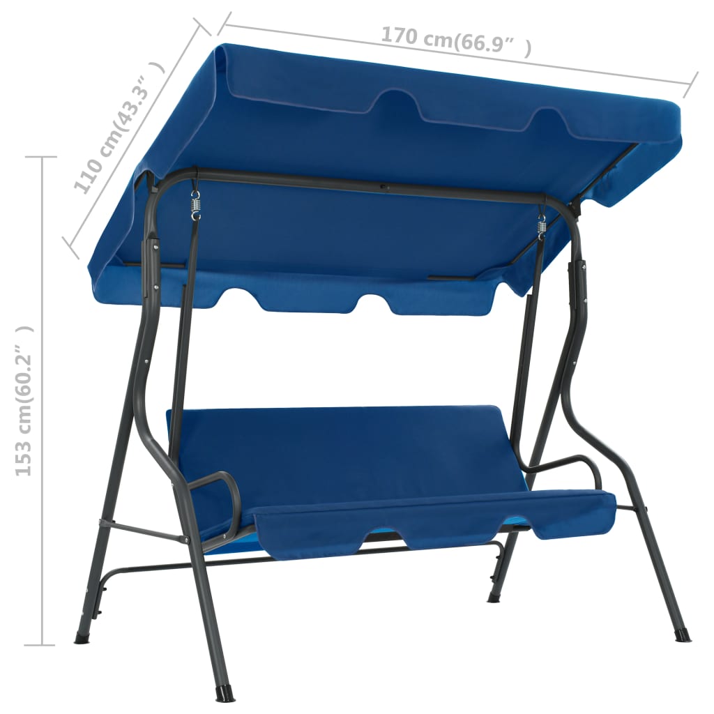 Panchina a Dondolo da Giardino Blu Scuro 170x110x153 cm Tessuto 48557