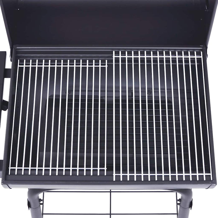 Barbecue a Carbone con Affumicatore e Ripiano Basso Nero 46649