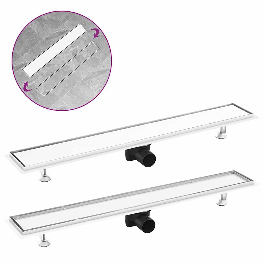 Scarico Doccia 2-in-1 con Copertura 83x14 cm in Acciaio Inox 146009