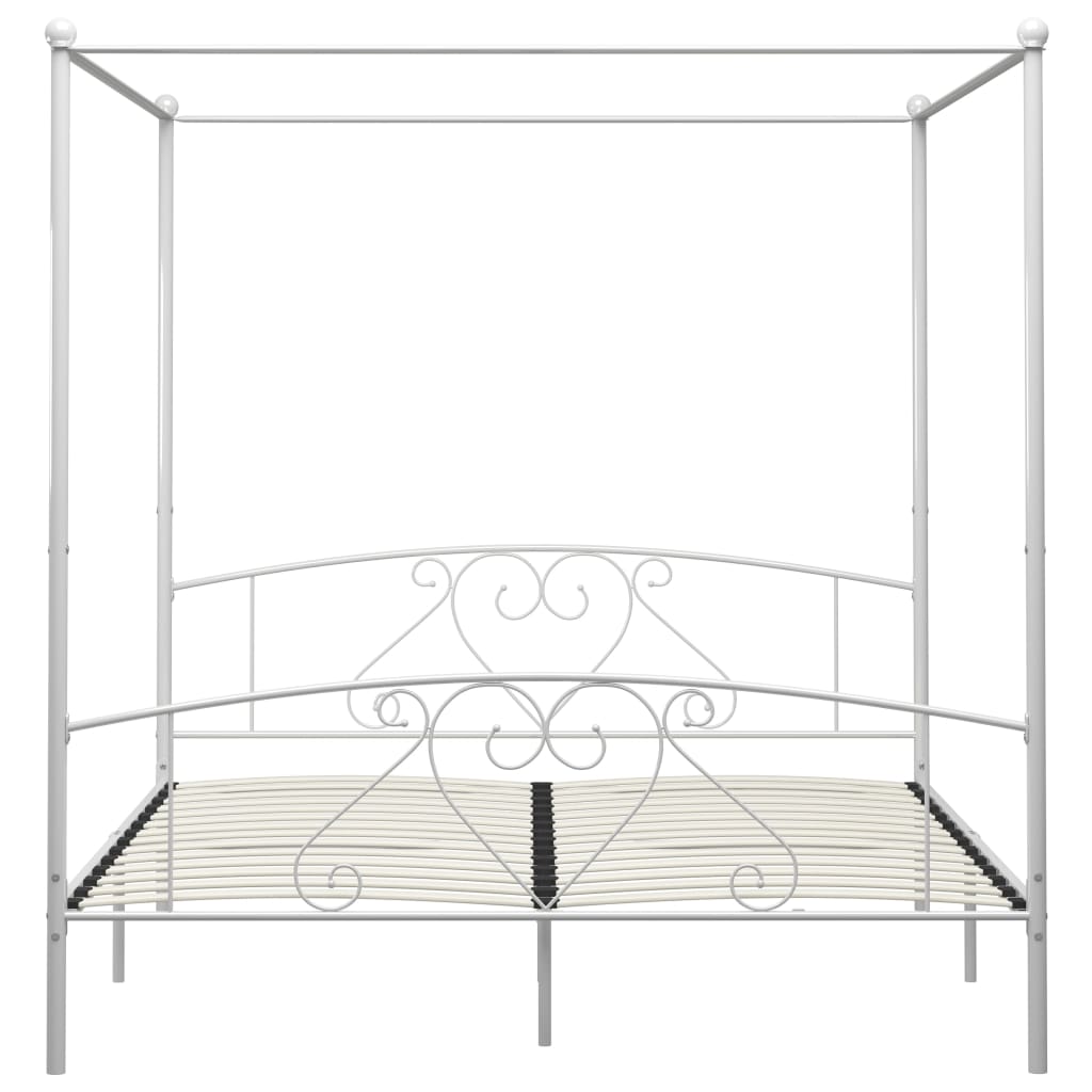 Letto a Baldacchino Bianco in Metallo 180x200 cm  cod mxl 64331