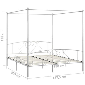 Letto a Baldacchino Bianco in Metallo 180x200 cm  cod mxl 64331
