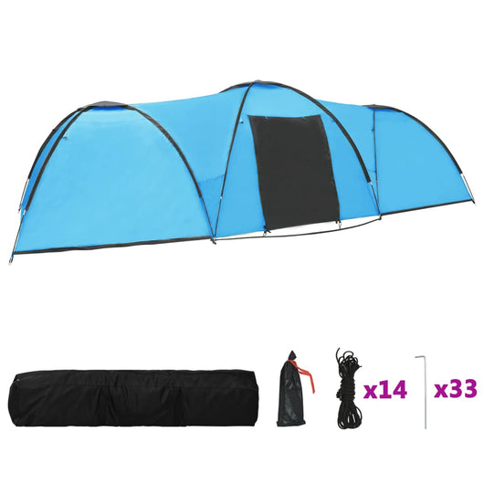 Tenda Igloo da Campeggio 650x240x190 cm per 8 Persone Blu cod mxl 67799