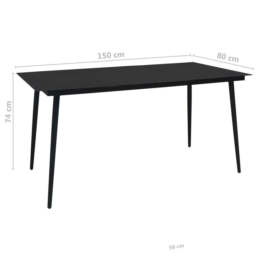Set da Pranzo da Esterni 7 pz in Corda di Cotone e Acciaio Nero 48570